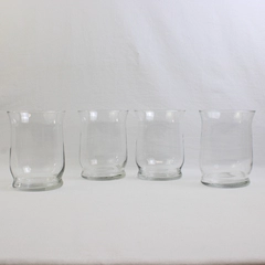Lot of 4 Clear Glass Hurricane Vases 6" Tall Decorative