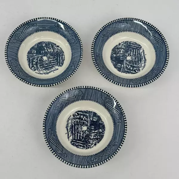 Set of 3 Royal China Currier & Ives The Old Farm Gate Fruit Bowls