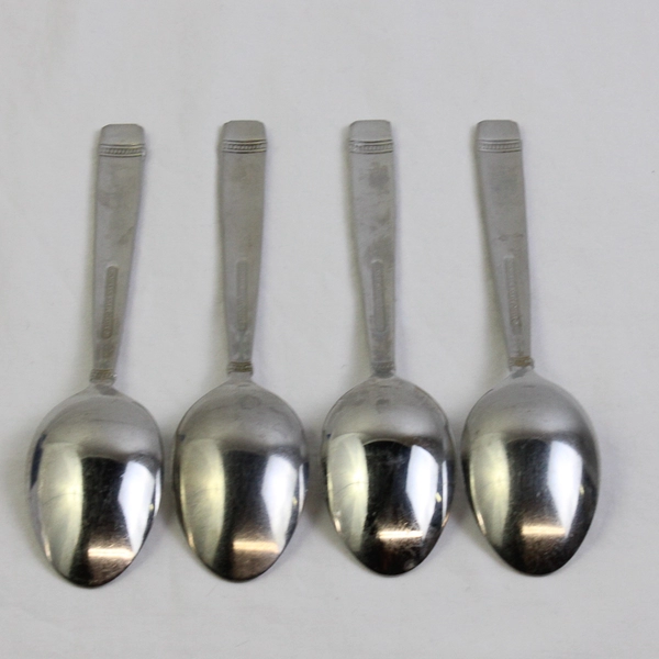 A Set of 4 Reed & Barton 18/8 Stainless Durham-Matte Oval Soup Spoons 7 Inches