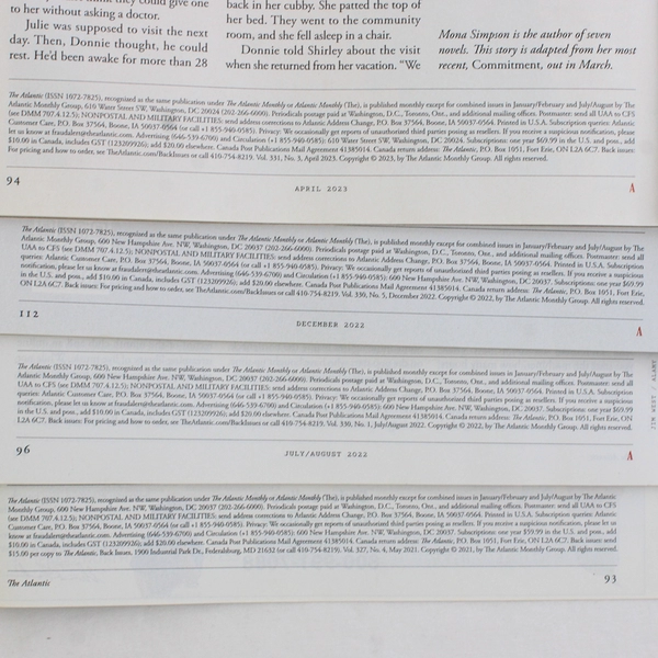 Lot of 4 The Atlantic Magazines May 2021 July/Aug & Dec 2022 April 2023