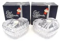 Set of 2 German Lead Crystal Heart Trinket Boxes by Anna Hutte