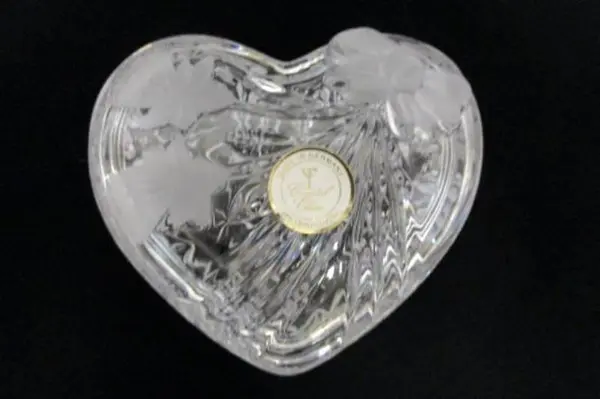 Set of 2 German Lead Crystal Heart Trinket Boxes by Anna Hutte