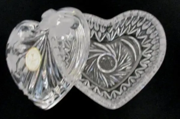 Set of 2 German Lead Crystal Heart Trinket Boxes by Anna Hutte