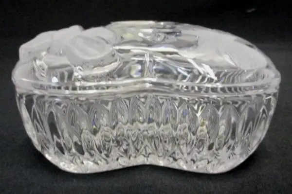 Set of 2 German Lead Crystal Heart Trinket Boxes by Anna Hutte