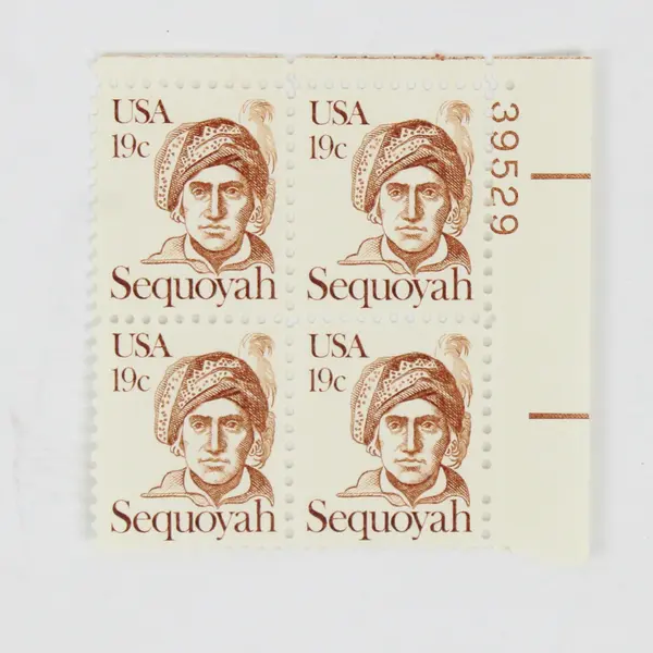 Lot Of 2 Great American Series Stamp Blocks George Mason 1981 Sequoyah 1980 MNH