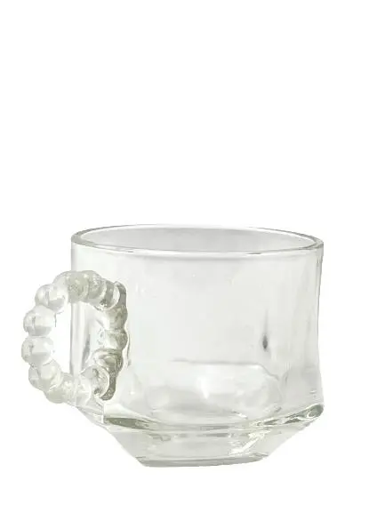 Lot of 2 Hazel Atlas 1305 Snack Cups Clear Beaded Handles Hobnob Replacements