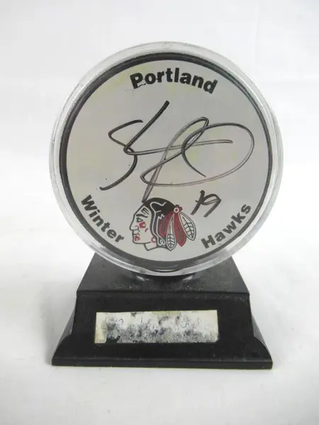 Signed Shaun Roed Portland Winterhawks Official Hockey Puck with Case #19