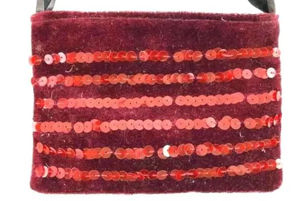 Lot of 2 Small Black & Red Women's Purses with Sequins & Crochet Design