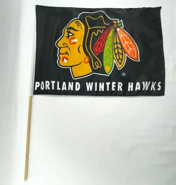 Portland Winterhawks Handheld Flag 13x17" Multicolored Polyester