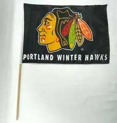 Portland Winterhawks Handheld Flag 13x17" Multicolored Polyester