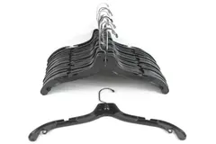 Black Plastic Retail Hangers Lot Of 30 Hook Double Notched Durable Heavy Duty 