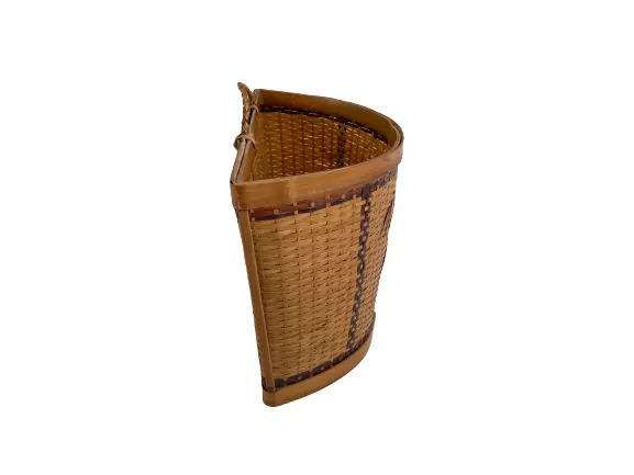 Vintage Woven Rattan Hanging Pocket Basket Oriental Style Good Condition