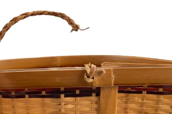 Vintage Woven Rattan Hanging Pocket Basket Oriental Style Good Condition