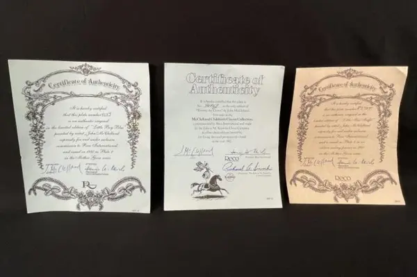 Lot of 5 COA for Collector Plates - Reco Rockwell Art & Elvis Memorabilia