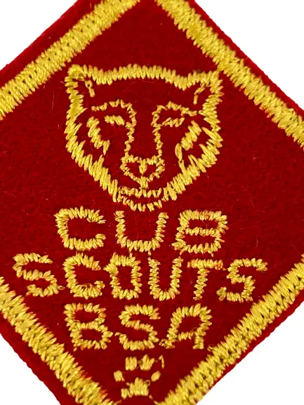 Vintage BSA Red Yellow Sew-On Patch Bear Cub Rank 1950s Collectible
