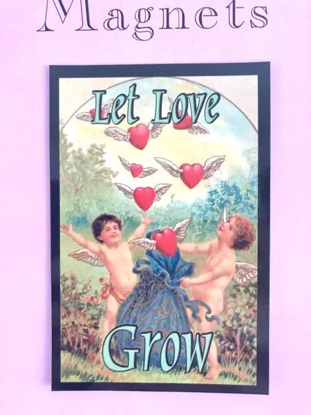Set of 4 Vintage Valentine Refrigerator Magnets Fly Me to the Moon Love