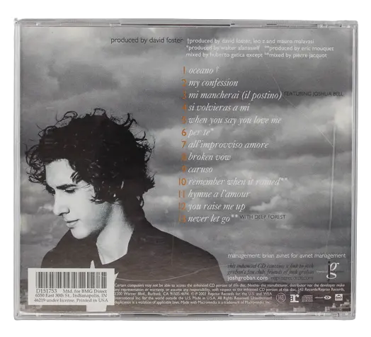 Josh Groban Closer Audio Music CD Disc 2003 Reprise Records
