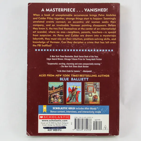 Chasing Vermeer by Blue Balliett Scholastic Paperback 2004 Pre-Owned Book