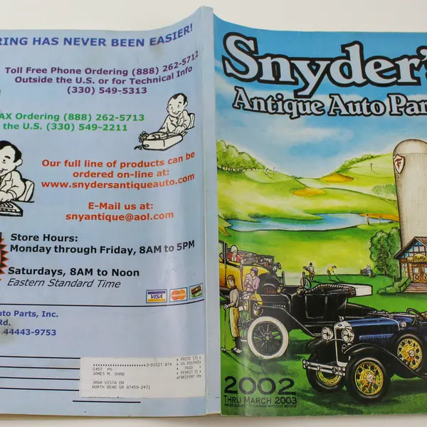 Snyder's Antique Auto Parts 2002-03 Catalog Collectible Book, Good Condition