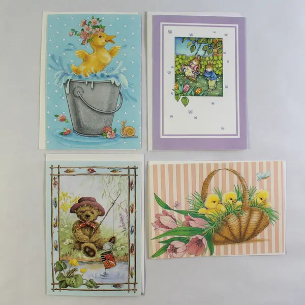 Lot of 4 Vintage ADR Exclusive Litho Print Greeting Cards Unused Condition