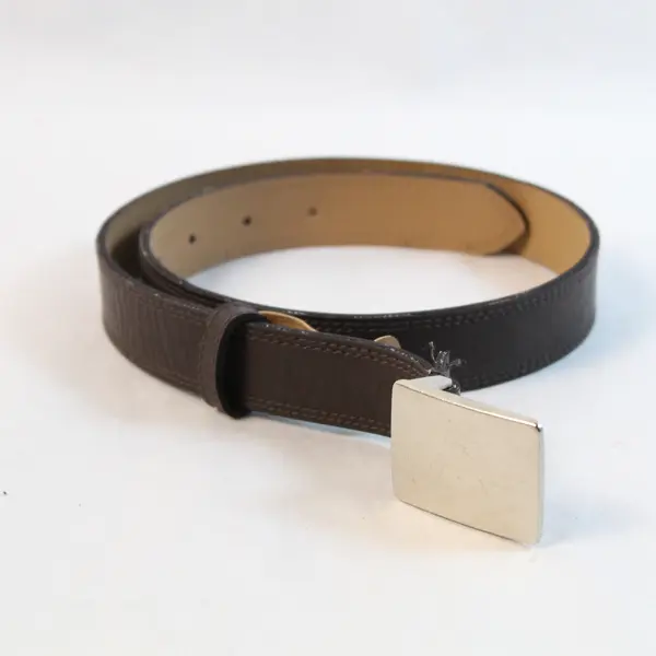 Women's Western Belt Buckle Size 6P Brown Gold Toned 31" Long Pre-Owned