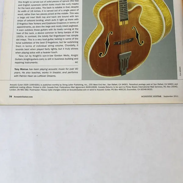 Acoustic Guitar Magazine Sept 2011 Robbie Robertson Adam Levy Good Condition