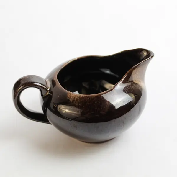 Vintage Unmarked Small Brown Ceramic Creamer