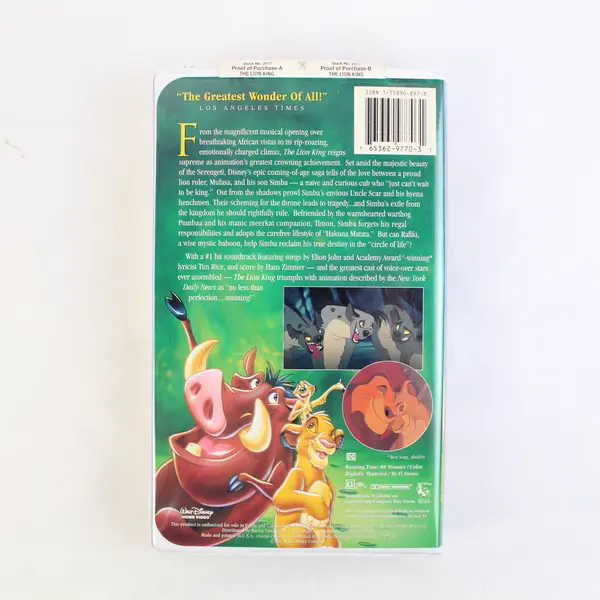 Walt Disney Masterpiece The Lion King VHS Tape 1994