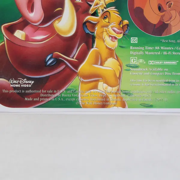 Walt Disney Masterpiece The Lion King VHS Tape 1994
