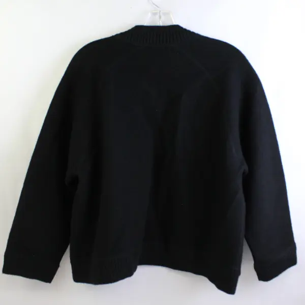 August Silk Black Wool Open-Front Cardigan Women's Large