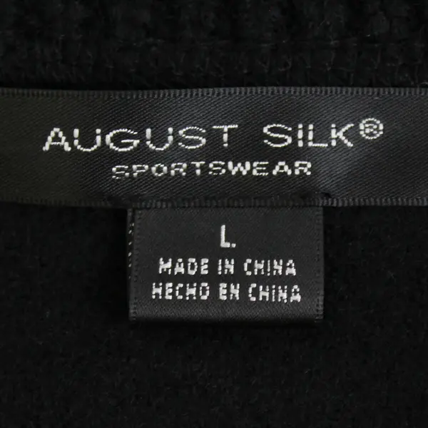 August Silk Black Wool Open-Front Cardigan Women's Large