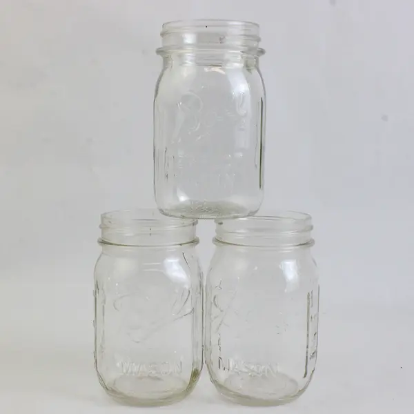 Lot of 3 Ball Mason Jars 12 oz Glass Canning Jars Without Lids or Rings