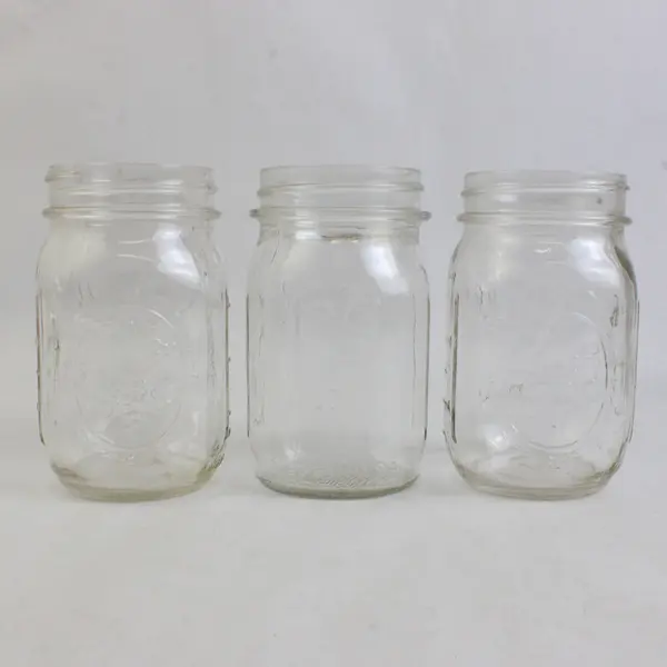 Lot of 3 Ball Mason Jars 12 oz Glass Canning Jars Without Lids or Rings