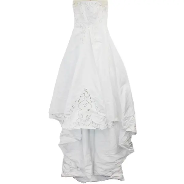 Strapless Ball Gown Wedding Dress Silver & White Embroidery Women's Size 10