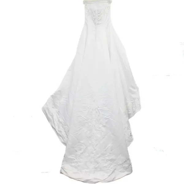 Strapless Ball Gown Wedding Dress Silver & White Embroidery Women's Size 10