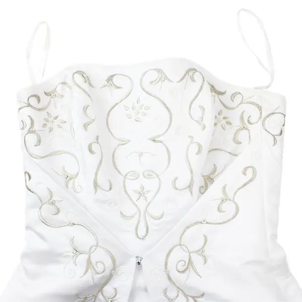 Strapless Ball Gown Wedding Dress Silver & White Embroidery Women's Size 10