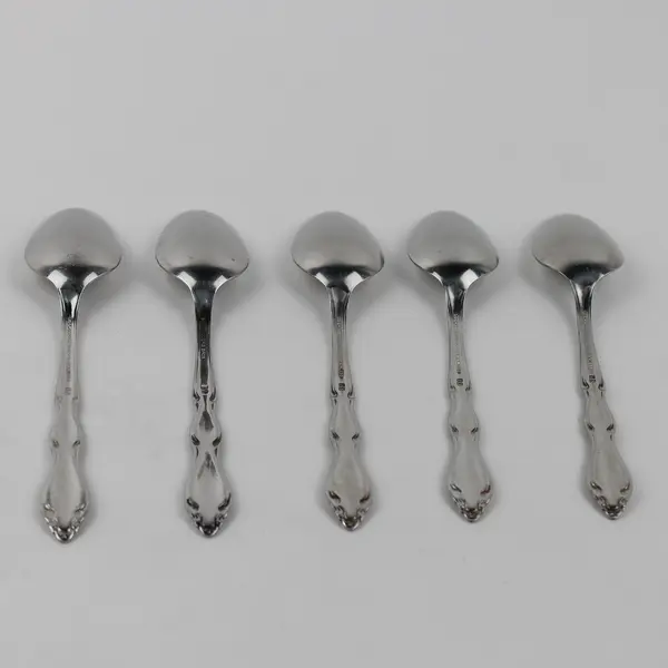 Lot Of 5 1947 Rogers Bros Stainless Flatware Oval Soup Spoons