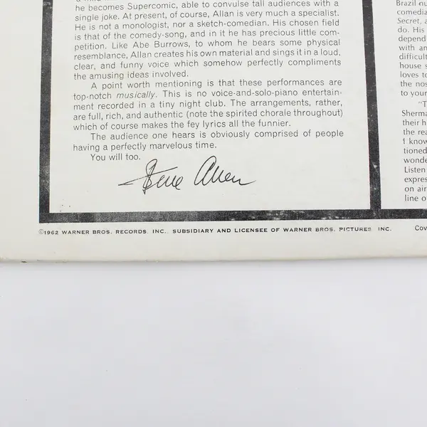 1962 Warner Allan Sherman My Son the Folk Singer LP Comedy Folk W1475