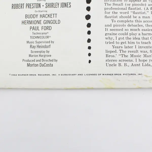 Meredith Willson's The Music Man Original Soundtrack Stereo 12-inch LP (1962)