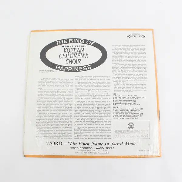 1968 Korean Children's Choir Ring Of Happiness Vinyl LP Record