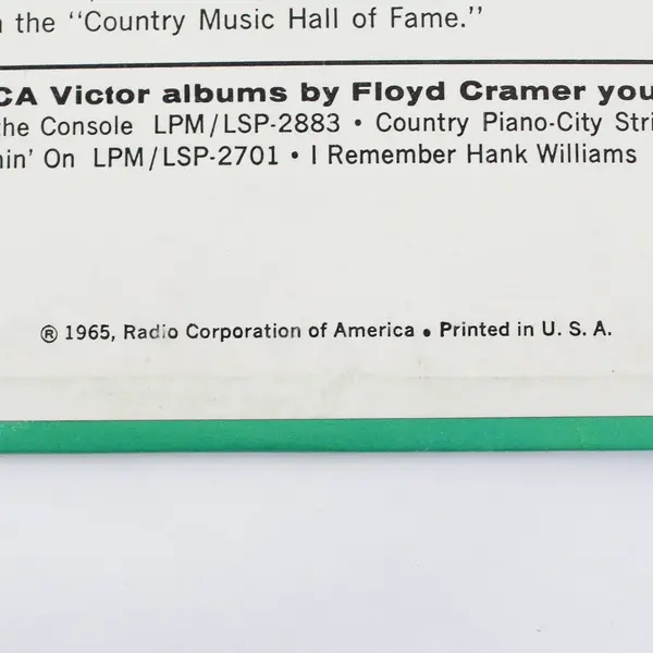 Floyd Cramer–Hits from the Country Hall of Fame–1965 RCA Victor–LPM 3318 Vinyl