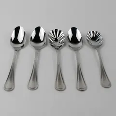 Lot Of 5 Wallace Silver Royal Thread (Stainless) Flatware Teaspoon Sugar Spoons