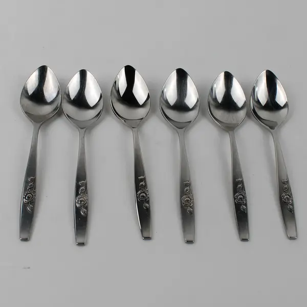 Lot Of 6 Oneida Silver Our Rose (Stainless) Flatware Teaspoons 6" Long