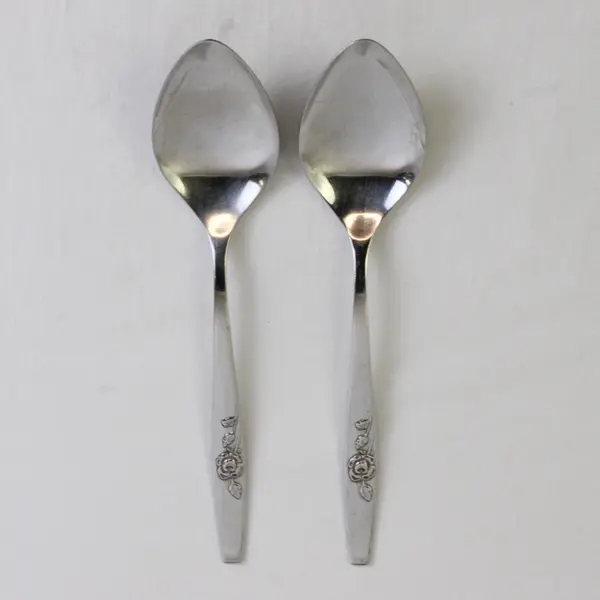 Lot Of 2 Oneida Silver Our Rose (Stainless) Flatware Serving Spoons 8.25" Long