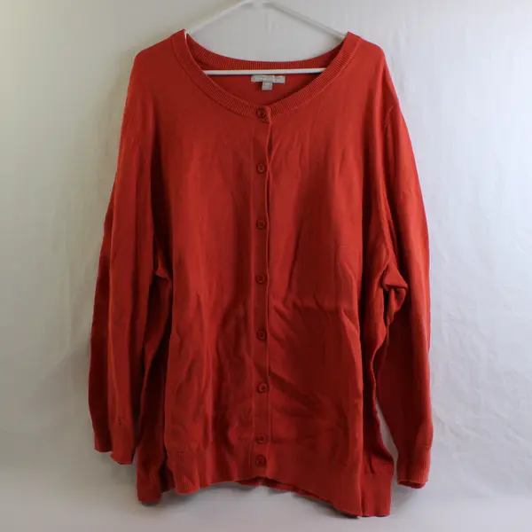 Woman Within Orange Knit Button-Front Cardigan Women's Size 2X 26/28