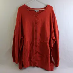 Woman Within Orange Knit Button-Front Cardigan Women's Size 2X 26/28