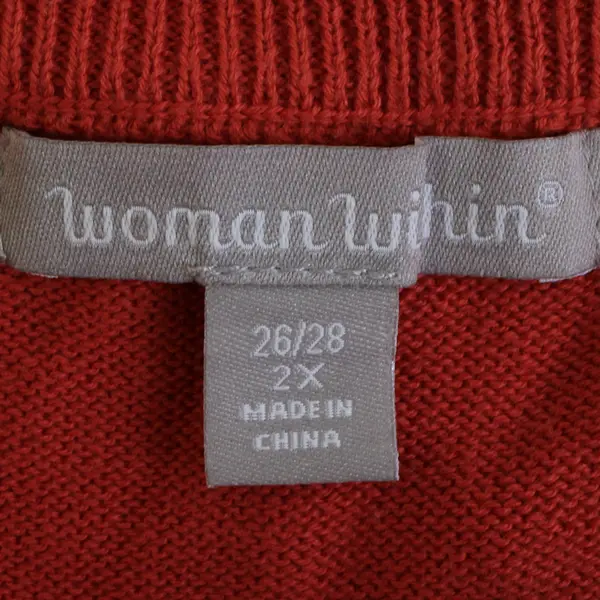 Woman Within Orange Knit Button-Front Cardigan Women's Size 2X 26/28