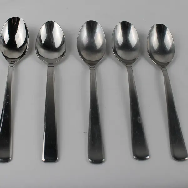 Lot of 5 Cambridge Ascot Oval Soup Spoons Stainless Steel Flatware Glossy Finish