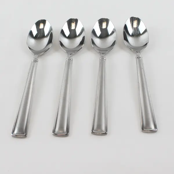 Lot Of 4 Cambridge Silver Adams Satin (Stainless) Flatware Teaspoons 7" Long
