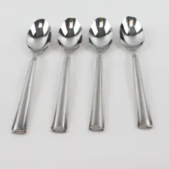 Lot Of 4 Cambridge Silver Adams Satin (Stainless) Flatware Teaspoons 7" Long